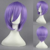 35cm Short Light Purple Lucky Star Hiiragi Tsukasa Synthetic Anime Cosplay Wig CS-001E