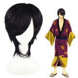 35cm Short Dark Purple Gin Tama Takasugi Shinsuke Synthetic Anime Cosplay Wig CS-001K