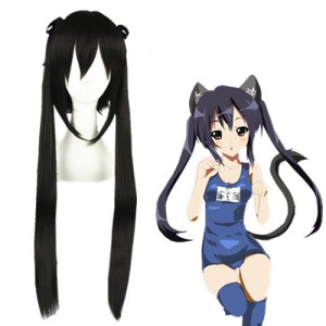 100cm Long Straight K-ON! Nakano Azusa Wig Synthetic Black Anime Cosplay Wigs CS-041A