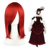 45cm Medium Long Straight Kuroshitsuji Madame Rouge Red Synthetic Anime Cosplay Wig CS-025A