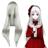 80cm Long Straight Final Fantasy Sephiroth Wig Synthetic Silver White Anime Cosplay Wig CS-033D