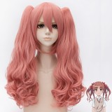 50cm Medium Long Curly Pink Toaru Kagaku no Railgun Shirai Kuroko Wig Synthetic Anime Cosplay Wigs+2Ponytails CS-076F