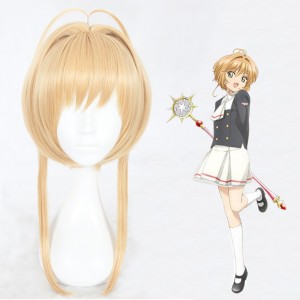 40cm Medium Long Dark Blonde Card Captor Sakura Kinomoto Sakura Wig Synthetic Anime Cosplay Hair Wigs CS-360A