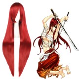 100cm Long Straight Fairy Tail Elza Scarlet Wig Synthetic Wine Red Anime Cosplay Wigs CS-035H