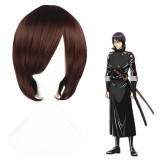 35cm Short Dark Brown Gin TamaShimura Shinpachi Wig Synthetic Anime Cosplay Wigs CS-069A
