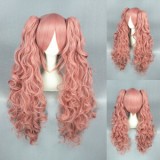 70cm Long Wave Vocaloid Luka Wig Pink Synthetic Anime Cosplay Wigs+2Ponytails CS-076C