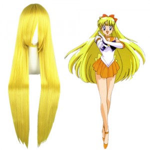100cm Long Straight Sailor Moon Cosplay Lemon Yellow Anime Cosplay Wig CS-035S