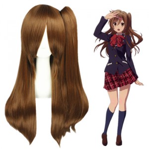 75cm Long Cyuunibyou Demo Koigashitai Nibutani Shinka Wig Brown Anime Cosplay Wigs+One Ponytail CS-073A