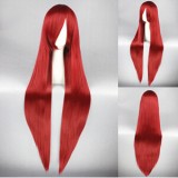 100cm Long Straight Fairy Tail Elza Scarlet Wig Synthetic Wine Red Anime Cosplay Wigs CS-035H
