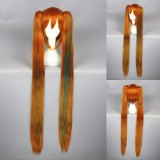 120cm Long Straight VocAloid Miku Wig Gold&Green Mixed Synthetic Anime Cosplay Hair Wigs+2Ponytails CS-075D