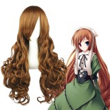 90cm Long Wave Axis Powers Hetalia Elizaveta Hedervary Wig Synthetic Brown Anime Cosplay Wig CS-034C