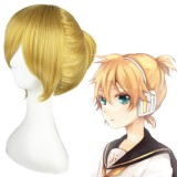 35cm Short Gold Vocaloid Len Wig Synthetic Anime Cosplay Hair Wigs CS-048A