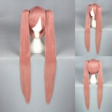 100cm Long Straight Pink Vocaloid Luka Wig Synthetic Hair Anime Cosplay Wigs+2Ponytails CS-075F