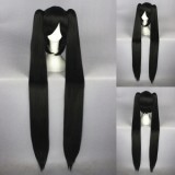 120cm Long Straight VocAloid Black Stnthetic Anime Cosplay Hair Wigs+2Ponytails CS-075E