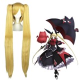 100cm Long Straight Golden Vocaloid Miku Wig Synthetic Hair Anime Cosplay Wigs+2Ponytails CS-075G