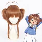 40cm Medium Long Card Captor Sakura Kinomoto Sakura Wig Synthetic Anime Cosplay Wig Two Ponytails Wig CS-362A