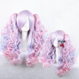 70cm Long Wave Three Colors Mixed Synthetic Hair Anime Cosplay Costume Lolita Wigs+2Ponytails CS-046A
