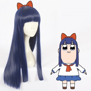 60cm Long Straight Blue POP Team Epic Pipimi Wig Synthetic Anime Cosplay Wig CS-363A