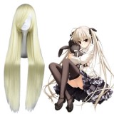 100cm Long Straight Loveless Agatsuma Soubi Wig Synthetic Yellow Anime Cosplay Wigs CS-035Y