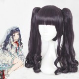 55cm Long Curly Dark Purple Card Captor Sakura Tomoyo Wig Synthetic Anime Cosplay Wigs+2Ponytails CS-361A