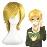 35cm Short Golden Vocaloid Len Synthetic Anime Cosplay Hair Wig CS-012C