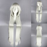 100cm Long Straight Pandora Hearts Alice Wig Synthetic Silver White Anime Cosplay Wig CS-040A