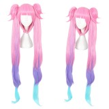 120cm Long Color Mixed Glory of Kings Ahn Qira Wig Synthetic Anime Cosplay Wig Two Ponytails CS-358A