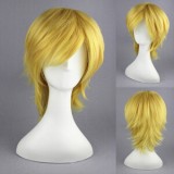 35cm Short Golden Vocaloid Len Synthetic Anime Cosplay Hair Wig CS-012C