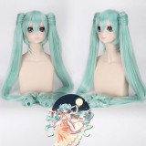 100cm Long Straight Green Vocaloid Snow Miku Wig Synthetic Anime Cosplay Wig+2Ponytails CS-075K