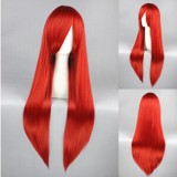 80cm Long Straight Fairy Tail Elza·Scarlet Wig Synthetic Red Anime Cosplay Wig CS-033I