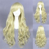 80cm Long Wave Light Yellow Wigs Synthetic Anime Cosplay Hair Lolita Wig CS-126A