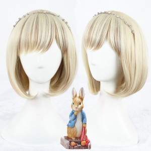 40cm Short Beige Mixed Bobo Wig Synthetic Hair Anime Cosplay Lolita Wigs CS-096A