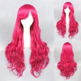 80cm Long Wave Rose Red Wigs For Girls Synthetic Anime Cosplay Hair Lolita Wig CS-128A