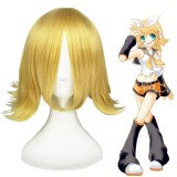 40cm Short Blonde VocAloid Lin Wig Synthetic Anime Cosplay Hair Wigs CS-079A