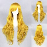 80cm Long Wave Blonde Wigs Synthetic Hair Anime Cosplay Lolita Wig CS-129A