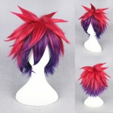 35cm Short Red&Purple Mixed No Game No Life Sora Wig Synthetic Anime Cosplay Wig CS-185A