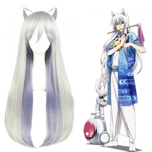 70cm Long Straight Silver White Mixed Gugure! Kokkuri San Fox Wig Synthetic Anime Cosplay Wigs CS-220A