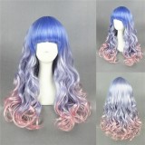 65cm Long Wave Blue&Pink Mixed Wigs Synthetic Anime Cosplay Hair Lolita Wig CS-144A