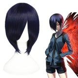 35cm Short Drak Blue Tokyo Ghoul Touka Wig Synthetic Anime Cosplay Hair Wigs CS-195B