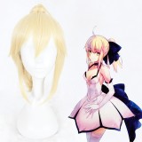 35cm Short Blond Fate Saber Wig Synthetic Party Hair Wig Anime Cosplay Wigs+1Ponytail CS-345E