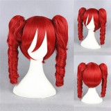 40cm Short Red Vocaloid Wig Synthetic Anime Cosplay Hair Wig+2Ponytails CS-157A
