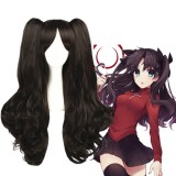 70cm Long Culr Brown Fate Stay Night Tohsaka Rin Wig Synthetic Anime Cosplay Wig+2Ponytails CS-216A