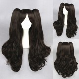 70cm Long Culr Brown Fate Stay Night Tohsaka Rin Wig Synthetic Anime Cosplay Wig+2Ponytails CS-216A