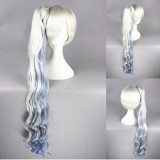 100cm Long Curly Color Mixed Rwby White Trailer Weiss Schnee Wig Anime Cosplay Wig+1Ponytail CS-182A