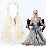 70cm Long Wave Beige Game of Thrones Daenarys Targaryen Wig Synthetic Anime Cosplay Wig CS-344B