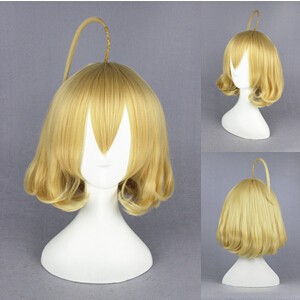 35cm Short Curly Blonde Akuma no Riddle Ahoge Wig Synthetic Anime Cosplay Hair Wigs CS-170D