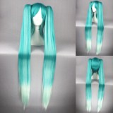 120cm Long Straight Vocaloid Miku Wig Blue Mixed Synthetic Anime Cosplay Wig+2Ponytails CS-174A