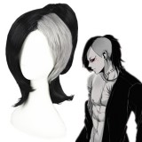 40cm Short Black&Gray Tokyo Ghoul-うた Wigs Synthetic Anime Cosplay Hair Wig+1Ponytail CS-195H