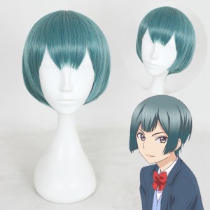 30cm Short Green Mixed Watashi ga Motete Dousunda Shima Nishina Wig Synthetic Anime Cosplay Wigs CS-321B