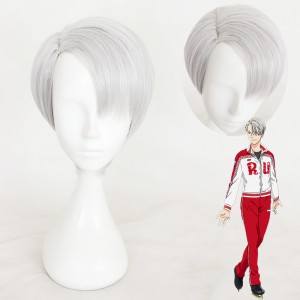 30cm Short Silver Gray YURI!!! on Ice Victor Nikiforov Wig Synthetic Anime Cosplay Costume Wigs CS-317A